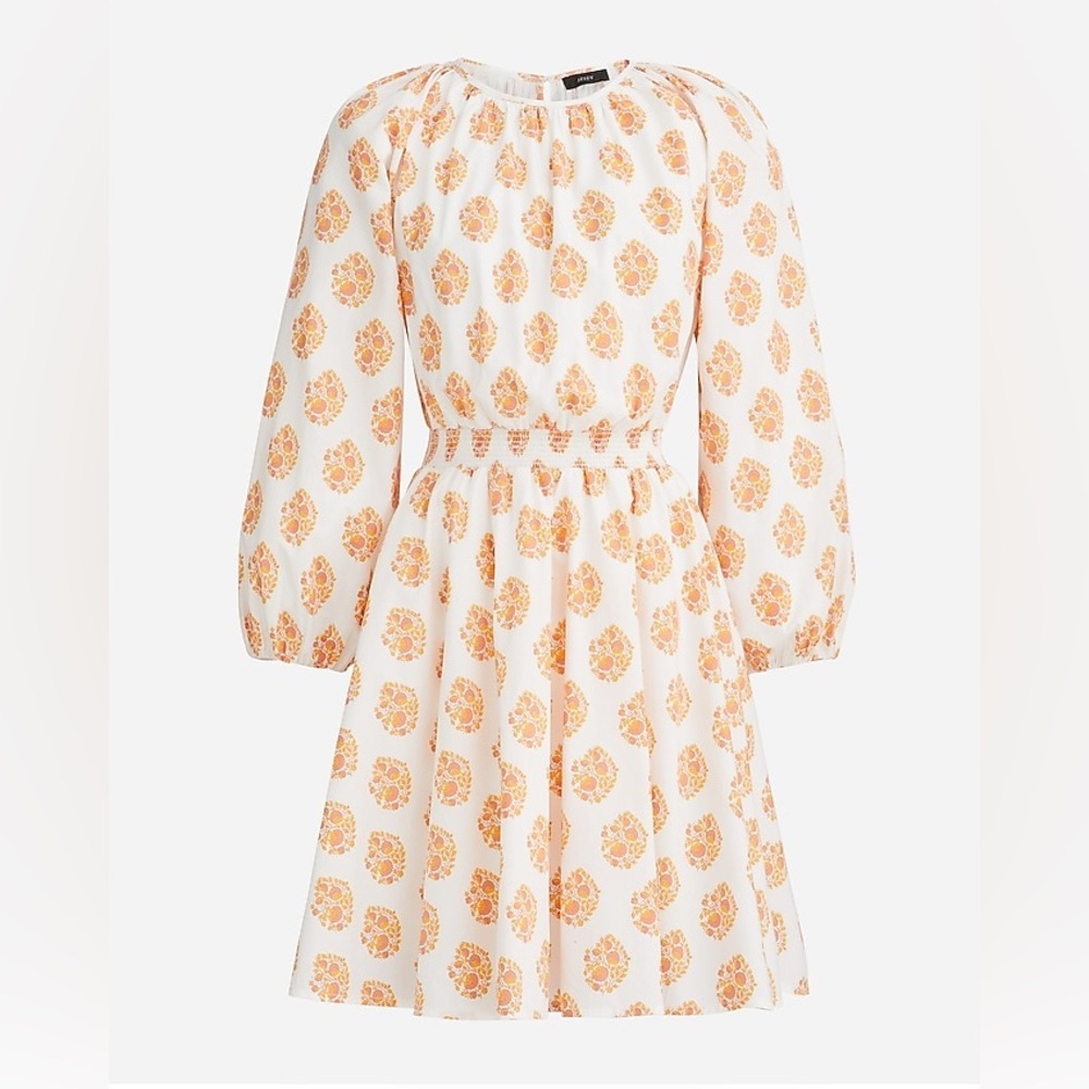 JCREW Smocked-Waist Mini Dress in Gathered Floral Block Print